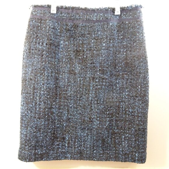 J. McLaughlin Dresses & Skirts - J McLaughlin Blue Tweed Textured Pencil Skirt Size 10 Career Wear Office Lined